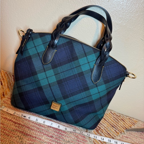 Dooney & Bourke Navy and Teal Plaid Tote - Picture 2 of 12